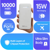 Walta Slim Max 10000 mAh 15 W Slim Power Bank (White, Lithium Polymer, Fast Charging for Earbuds, Mobile, Smartwatch, Tablet, Speaker)