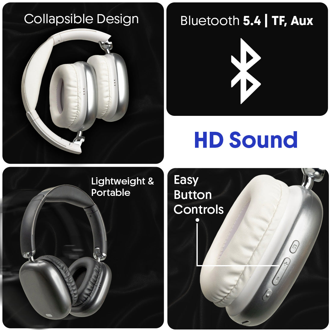 Walta Elite Zen Wireless Over-Ear Headphone with Mic | 50H Playtime | Deep Bass | 5.4BT | Bluetooth & Wired Headset