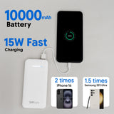 Walta Slim Max 10000 mAh 15 W Slim Power Bank (White, Lithium Polymer, Fast Charging for Earbuds, Mobile, Smartwatch, Tablet, Speaker)