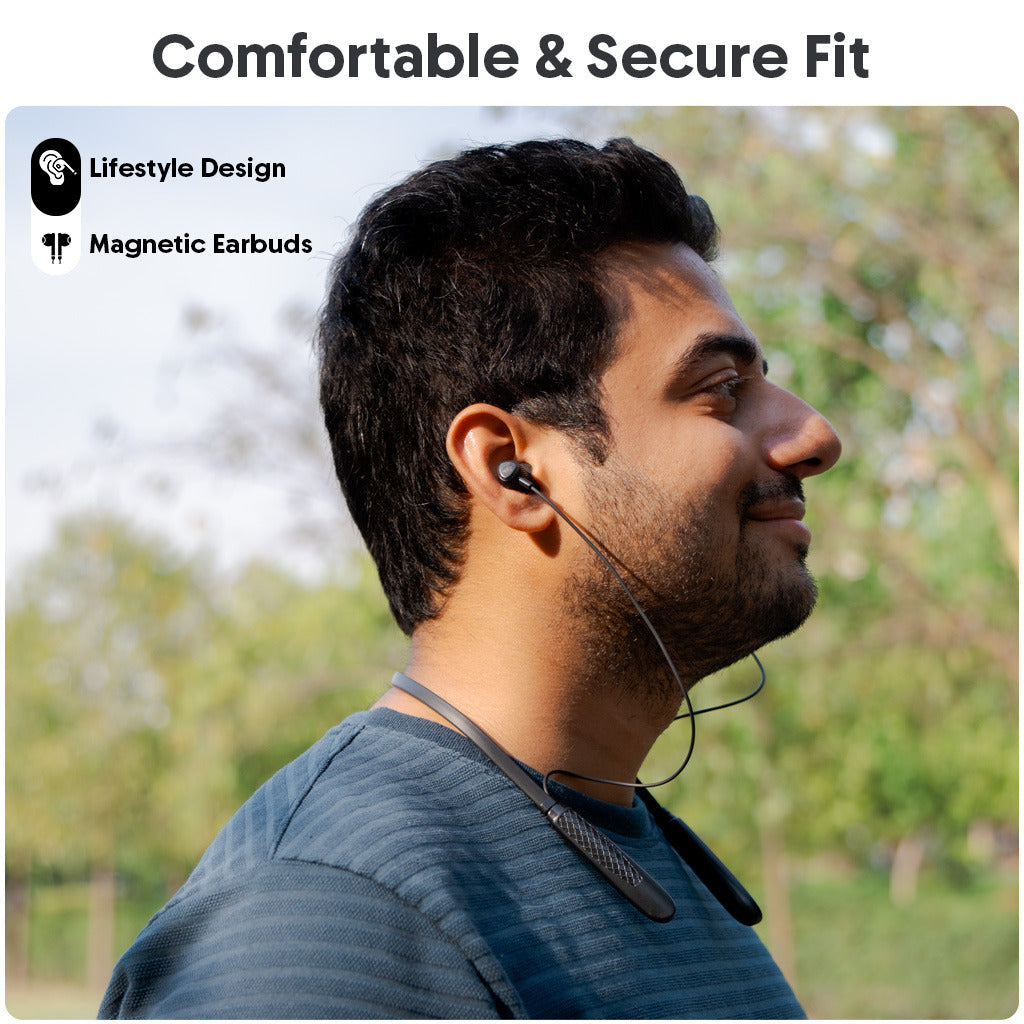 Magic 13 Neckband 20Hrs Playtime Magnetic Buds Bluetooth Headset (Black, In the Ear)